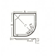 Beterbad Bounty Cocos (100x100x4/17 cm) douchebak Kwartrond Wit