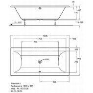 Keramag Preciosa II Bad Acryl Rechthoek 190,5x90,5x43 cm Wit