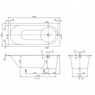 Villeroy & Boch Libra Bad 180x80 cm Quaryl Rechthoek met Poten Wit