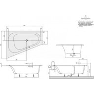 Villeroy & Boch Loop & Friends Oval Bad Acryl Offset 175x135 cm Links met Ovale Binnenvorm Wit