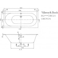 Villeroy & Boch Oberon Bad 190x90 cm Quaryl Rechthoek met Poten Wit