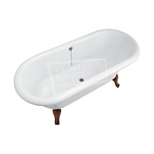 Villeroy & Boch Hommage Bad 177x77 cm Quaryl Vrijstaand Ovaal met Houten Poten Wit