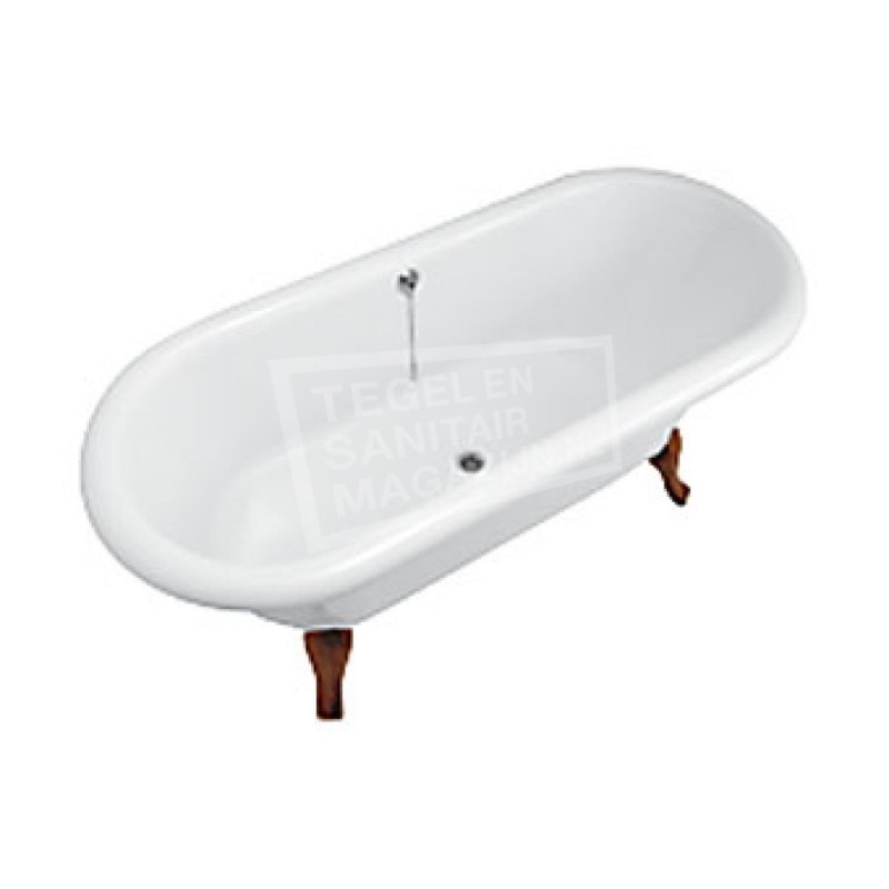 Villeroy & Boch Hommage 177x77 cm Quaryl Vrijstaand Ovaal Houten Poten Wit -