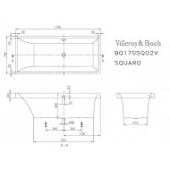 Villeroy & Boch Squaro Bad 170x75 cm Quaryl Rechthoek met Poten Wit