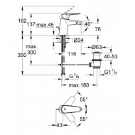 Grohe Eurodisc Cosmoploitan Bidetmengkraan met Waste