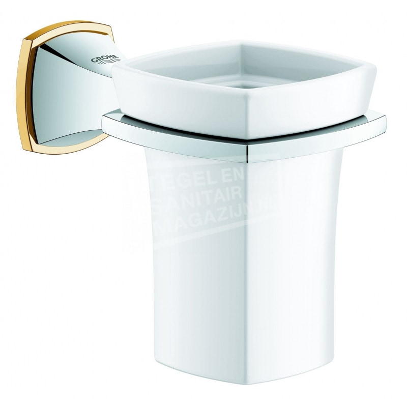 Grohe Grandera glashouder met glas, chroom-goud