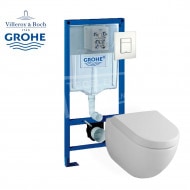 Villeroy & Boch Subway 2.0 toiletset met Grohe Rapid SL en Grohe Skate Cosmopolitan bedieningspaneel