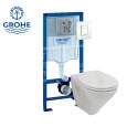 Gustavsberg Saval vlakspoel toiletset met Grohe Rapid SL en Skate Cosmopolitan bedieningspaneel