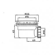 Beterbad Douchebaksifon met plug 90mm (40mm aansluiting)