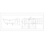 Aleppi Nostalgia Vrijstaand Bad (175x72x79cm) Double-End incl. poten chr. (leeuwenpoten)