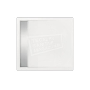 Beterbad Easy Tray (80x80x5 cm) douchebak Vierkant Wit Gootcover RVS Mat