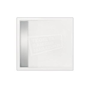 Beterbad Easy Tray (90x90x5 cm) douchebak Vierkant Wit Gootcover RVS Mat