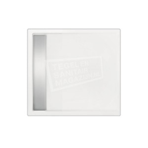 Beterbad Easy Tray (100x100x5 cm) douchebak Vierkant Wit Gootcover RVS Glans