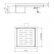 RVS 3e GEN.doucheput + flens + RVS sifon + filter zij-uitlaat 20x20