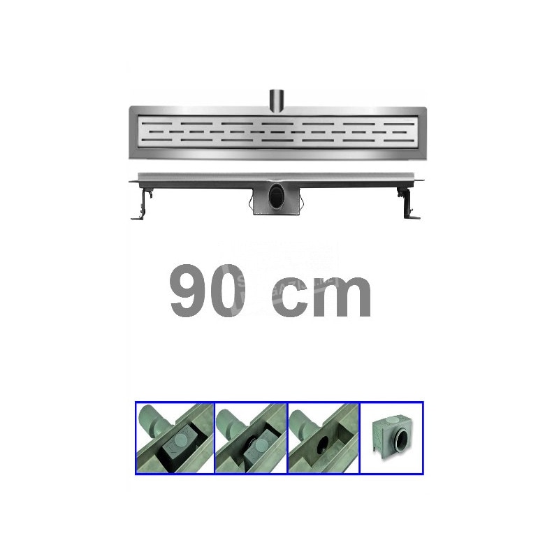 Douchegoot 90 cm RVS met Flens + Sifon en Rooster Douchedrain