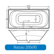 Beterbad Nassau (200x90x49cm) Duobad 350L Acryl Wit