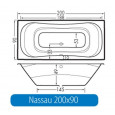Beterbad Nassau (200x90x49cm) Duobad 350L Acryl Wit