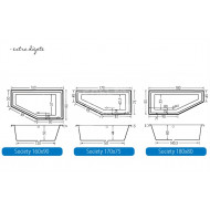 Beterbad Society Compact Links (170x75x44cm) Ruimtebesparend 230L Acryl Wit