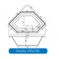 Beterbad Society145 (145x145x50cm) Hoekbad Ruimtebesparend 220L Acryl Wit