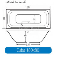 Beterbad Cuba (180x80x48cm) Duobad 275L Acryl Wit