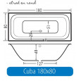 Beterbad Cuba (180x80x48cm) Duobad 275L Acryl Wit