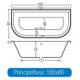 Beterbad Principe Basic (180x80x50cm) Duobad 275L Acryl Wit