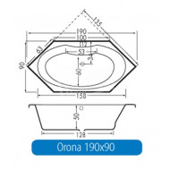 Beterbad Orona (190x90x50cm) Hoekbad Duobad 290L Acryl Wit