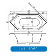 Beterbad Lucia (180x80x44cm) Hoekbad Duobad 240L Acryl Wit