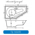 Beterbad Fiji Links (160x90x48cm) Ruimtebesparend 216L Acryl Wit