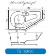 Beterbad Fiji Rechts (160x90x48cm) Ruimtebesparend 216L Acryl Wit