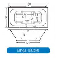 Beterbad Tanga (180x90x48cm) Duobad 300L Acryl Wit