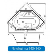 Beterbad New Guinea (140x140x47cm) Hoekbad Duobad 270L Acryl Wit