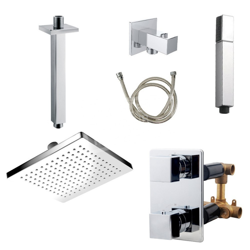 Wiesbaden Rombo thermostatische inbouw regendouche incl. handdouche SET01 Wiesbaden Rombo thermostatische inbouw regendouche incl. handdouche SET01
