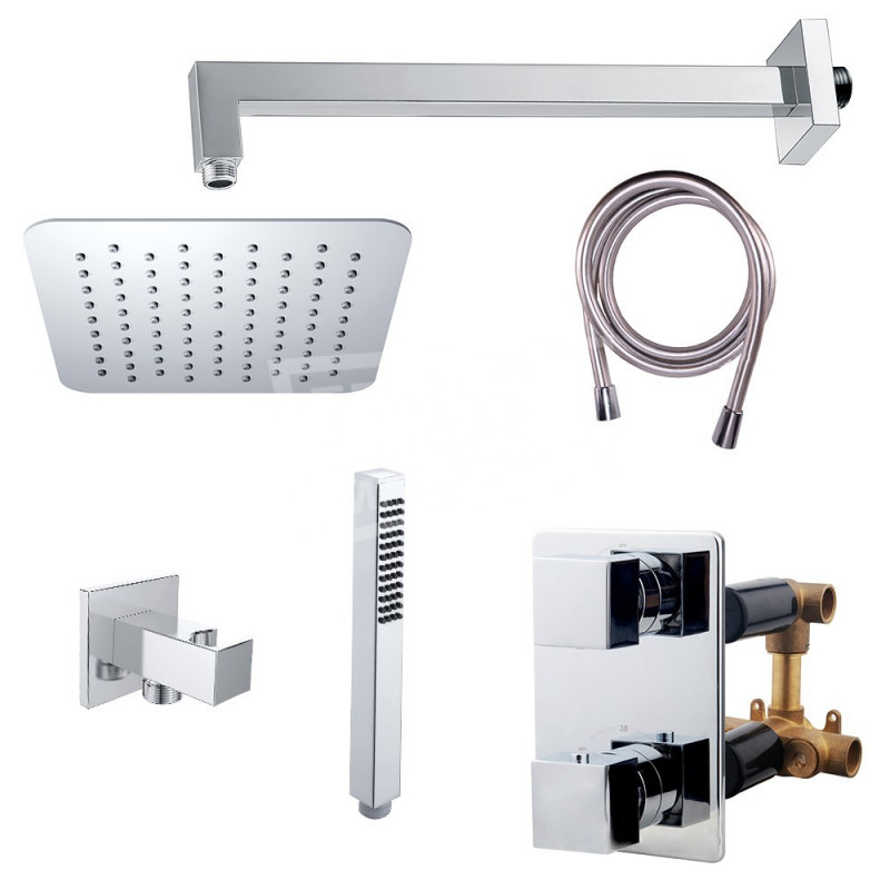 Wiesbaden Rombo thermostatische inbouw regendouche incl. handdouche SET06 Wiesbaden Rombo thermostatische inbouw regendouche incl. handdouche SET06