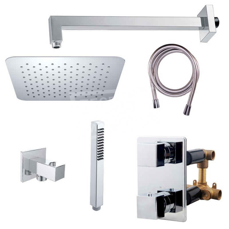 Wiesbaden Rombo thermostatische inbouw regendouche incl. handdouche SET07 Wiesbaden Rombo thermostatische inbouw regendouche incl. handdouche SET07