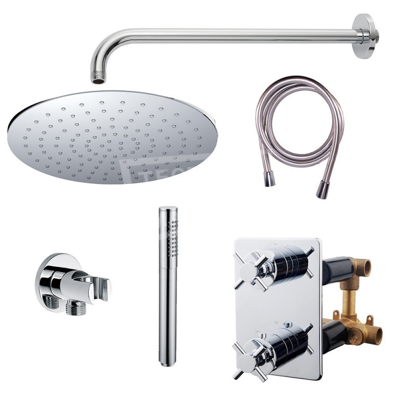 Wiesbaden Cross thermostatische inbouw regendouche incl. handdouche SET07 Wiesbaden Cross thermostatische inbouw regendouche incl. handdouche SET07