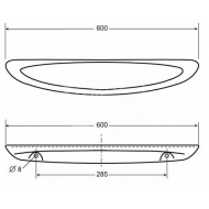 Spring planchet 60x14.5cm keramisch wit