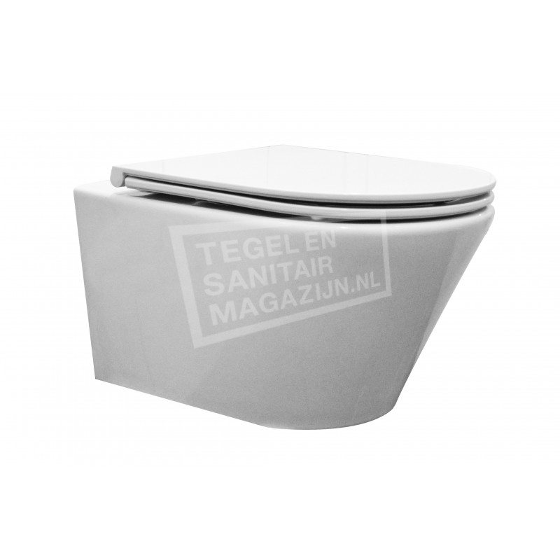 Mueller Afesta toiletpot met spoelrand met vlakke softclose zitting 52cm