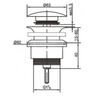 Forzalaqua Afvoerplug Chroom 5/4" Push Open Zwart