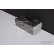 Forzalaqua Venetia XS Fontein Rechthoek Hardsteen Gefrijnd 29x16x10 cm zonder kraangaten Rechts