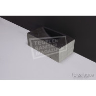 Forzalaqua Venetia XS Fontein Rechthoek Hardsteen Gefrijnd 29x16x10 cm 1 kraangat Rechts