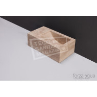 Forzalaqua Venetia XS Fontein Rechthoek Travertin Gezoet 29x16x10 cm zonder kraangaten Links