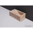 Forzalaqua Venetia XS Fontein Rechthoek Travertin Gezoet 29x16x10 cm zonder kraangaten Links