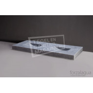 Forzalaqua Napoli Wastafel 160 cm Ii Cloudy Marmer Gezoet 160x60x9 cm 2 wasbakken zonder kraangaten