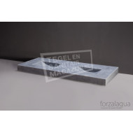 Forzalaqua Napoli Wastafel 160 cm Ii Cloudy Marmer Gezoet 160x60x9 cm 2 wasbakken 2 kraangaten