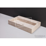 Forzalaqua Taranto Wastafel 50 cm Travertin Gezoet 50x30x8 cm 1 wasbak zonder kraangaten