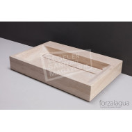 Forzalaqua Bellezza Wastafel 60 cm Travertin Gezoet 60x40x9 cm 1 wasbak zonder kraangaten