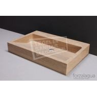 Forzalaqua Palermo Wastafel 60 cm Travertin Gezoet 60x40x9 cm 1 wasbak 1 kraangat