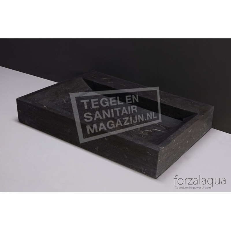 Forzalaqua Bellezza Wastafel 80 cm Hardsteen Gezoet 80,5x51,5x9 cm 1 wasbak 1 kraangat