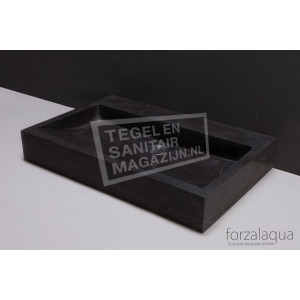 Forzalaqua Palermo Wastafel 80 cm Hardsteen Gezoet 80,5x51,5x9 cm 1 wasbak 2 kraangaten